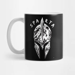 Spartan helmet, inscription including helmet. Mug